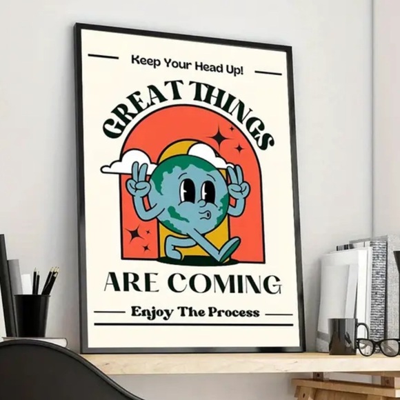 "Great Things Are Coming" Retro Motivational Canvas Print Wall Art - Picture 7 of 8